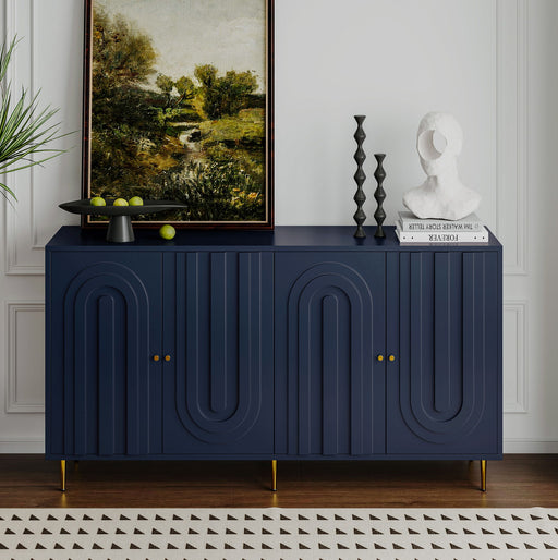 Giga modern lacquered 4-door sideboard cabinet with sleek design, ideal for living room, entryway, hallway, office, or dining room storage.