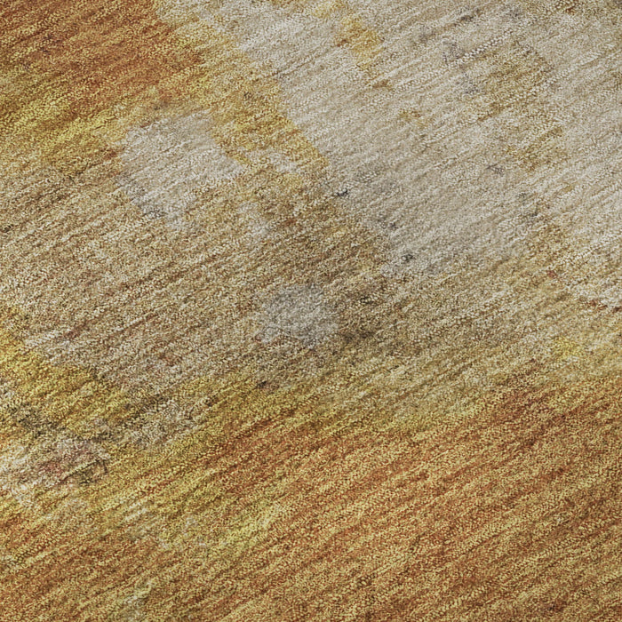 10' X 14' Abstract Washable Area Rug With UV Protection (699806) - Copper / Beige