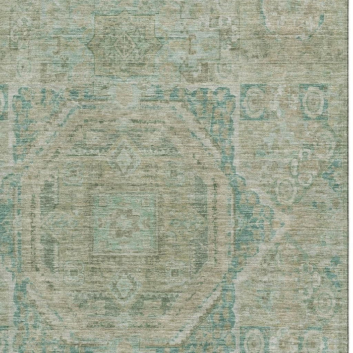 10' X 14' Oriental Washable Area Rug With UV Protection (699879) - Sage / Beige