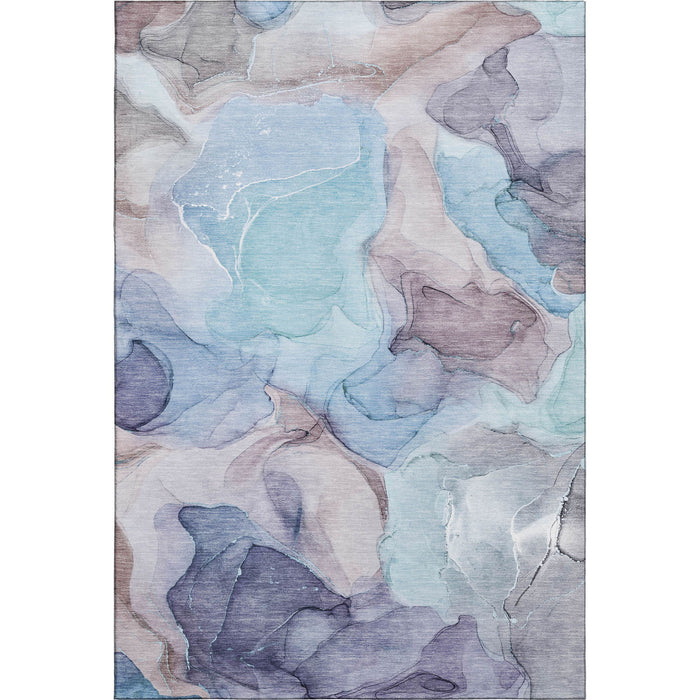 8' X 10' Transitional Abstract Washable Area Rug With UV Protection - Navy Blue