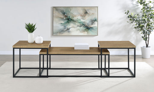 Straden 3-piece engineered wood coffee table set in mango and black by CoasterEveryday