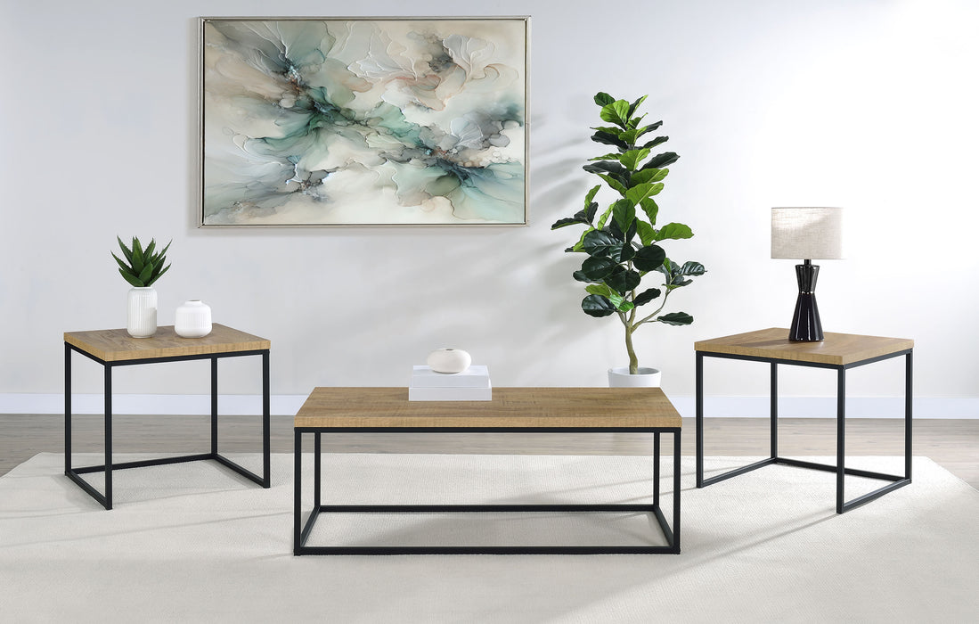 Straden 3-piece engineered wood coffee table set by CoasterEveryday in mango and black finish