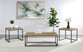 Straden 3-piece engineered wood coffee table set by CoasterEveryday in mango and black finish