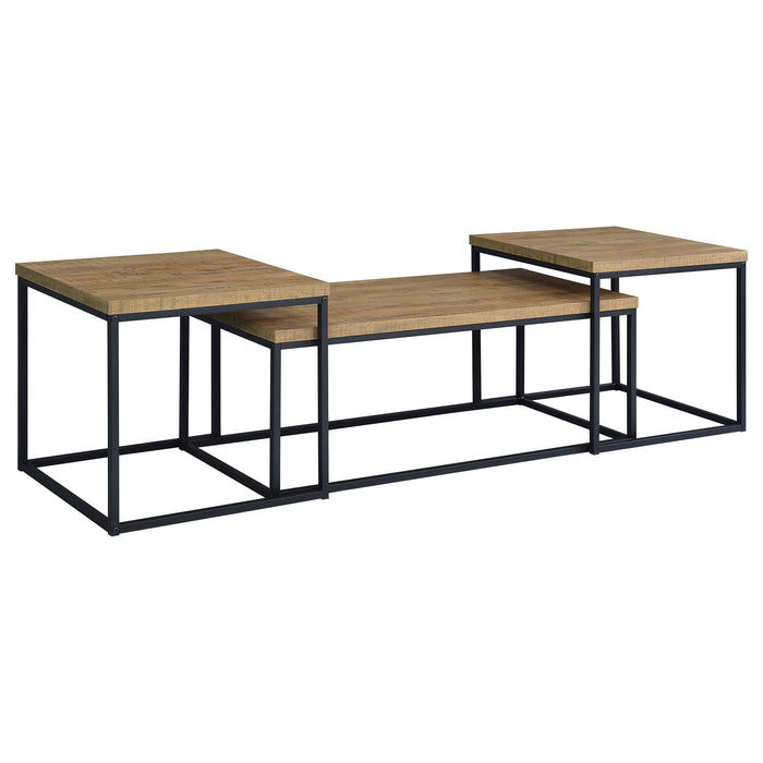 Straden 3-piece engineered wood coffee table set in mango and black by CoasterEveryday