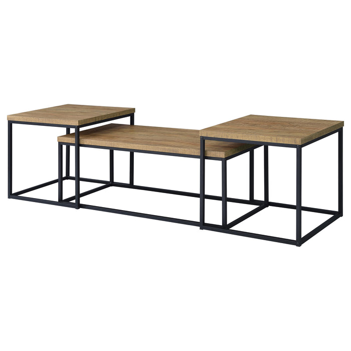 Straden 3-piece engineered wood coffee table set in mango and black by CoasterEveryday