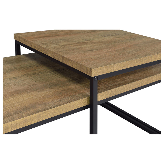 Straden 3-piece engineered wood coffee table set in mango and black by CoasterEveryday