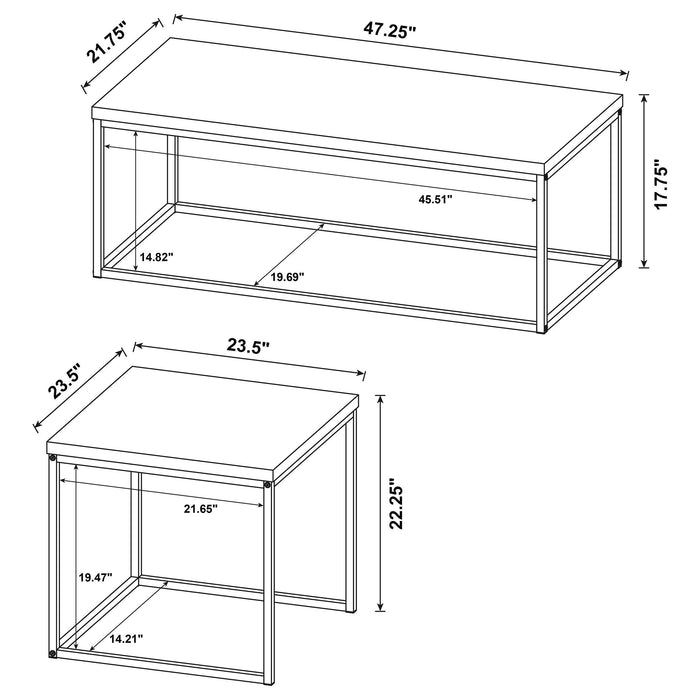 Straden 3-piece engineered wood coffee table set by CoasterEveryday in mango and black finish