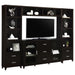 CoasterEssence Lewes 4-piece 60-inch TV entertainment center in cappuccino finish, featuring open shelves and storage compartments.
