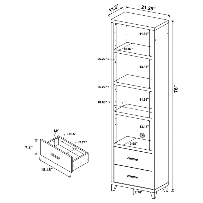 Lewes 4-piece 60-inch TV entertainment center in cappuccino finish with open shelves and storage compartments by CoasterEssence.