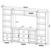 Lewes 4-piece 60-inch TV entertainment center in cappuccino finish by CoasterEssence, featuring open shelves and storage compartments.