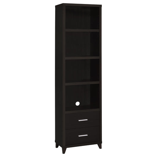 Lewes 4-shelf engineered wood media tower in cappuccino by CoasterEssence