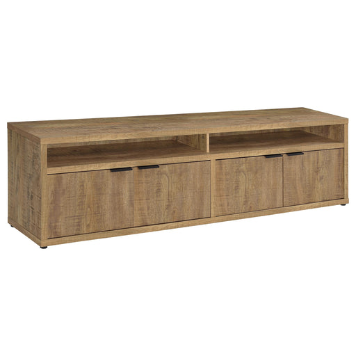 CoasterEveryday Tabby TV stand in mango with 4-door storage for TVs up to 85 inches
