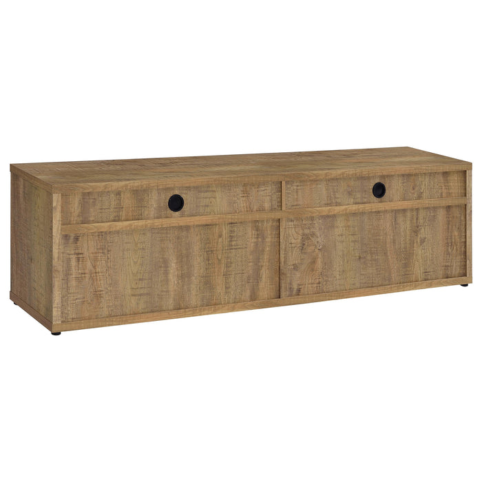 CoasterEveryday Tabby TV stand for TVs up to 85 inches with four-door mango storage cabinet