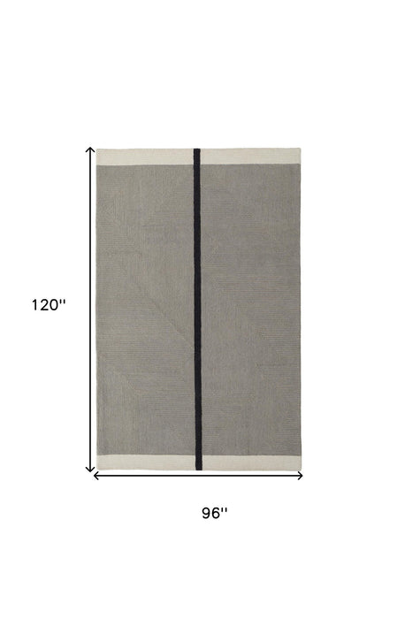 8' x 10' Wool Abstract Geometric Hand Tufted Area Rug - Black And Gray