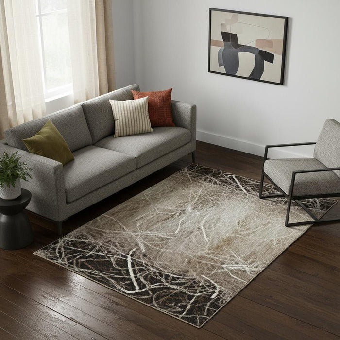 5' X 8' Abstract Hand Woven Area Rug (722115) - Blue / Ivory