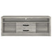 Grey Driftwood Burke 3-piece 59-inch TV entertainment center by CoasterEveryday, featuring multiple storage compartments and modern design.