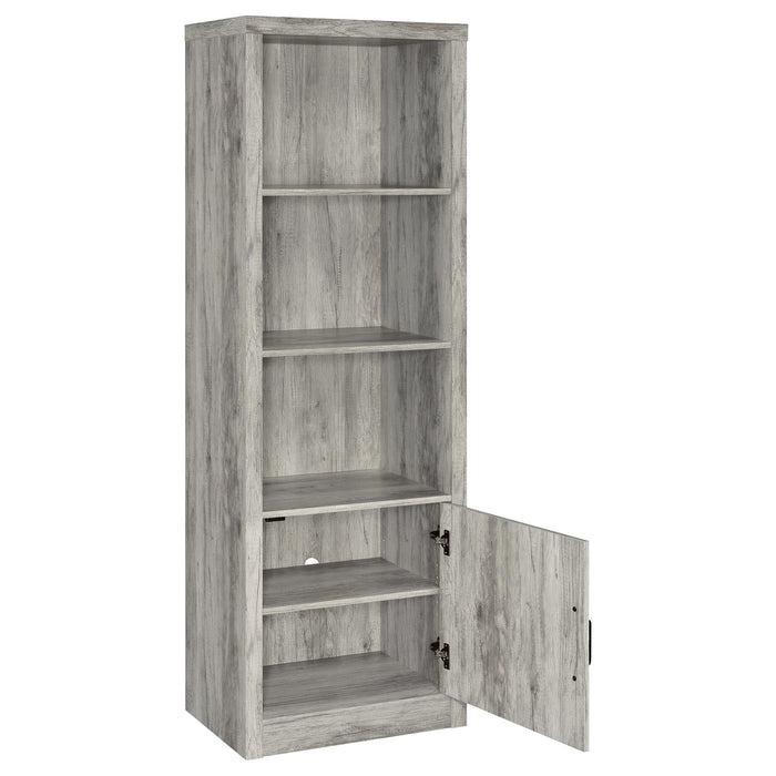 Grey Driftwood Burke 3-piece 59-inch TV entertainment center by CoasterEveryday, featuring multiple storage compartments and modern design.
