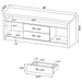 CoasterEveryday Burke 3-piece 59-inch grey driftwood TV entertainment center with open shelves and storage cabinets.
