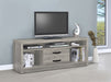 Grey Driftwood Burke 2-drawer engineered wood TV stand by CoasterEssence with a 59-inch length and modern furniture design.