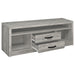 CoasterEssence Burke 2-drawer engineered wood TV stand in grey driftwood finish with spacious surface and modern design.