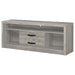 CoasterEssence Burke 2-drawer engineered wood TV stand in grey driftwood finish, 59 inches wide with modern design and storage drawers.
