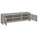Grey driftwood Burke 2-door engineered wood TV stand by CoasterEssence with spacious storage and modern design.