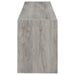 Grey driftwood Burke 2-door engineered wood TV stand by CoasterEssence, 71-inch wide with sleek storage compartments.