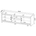 Grey driftwood finish CoasterEssence Burke 2-door engineered wood TV stand, 71 inches wide with modern storage design.