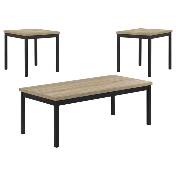 Garza 3-piece rectangular coffee table set in greige oak by CoasterEveryday