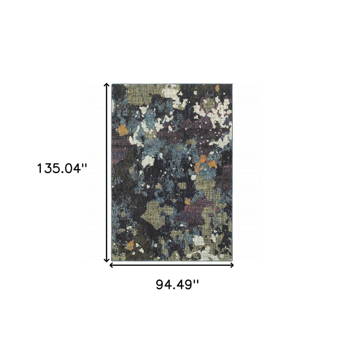 7.9' x 11.3' Abstract Power Loom Area Rug - Blue And Green