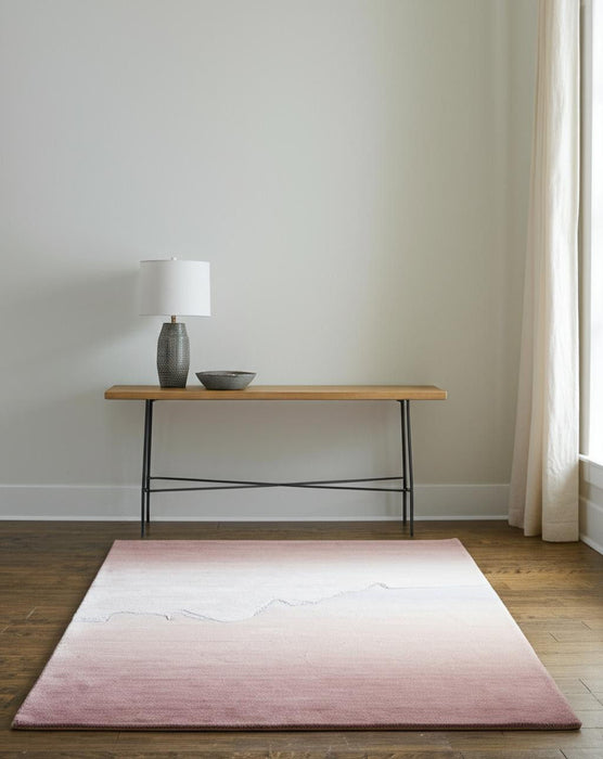 4' X 6' Ombre Hand Tufted Area Rug - Pink And Ivory
