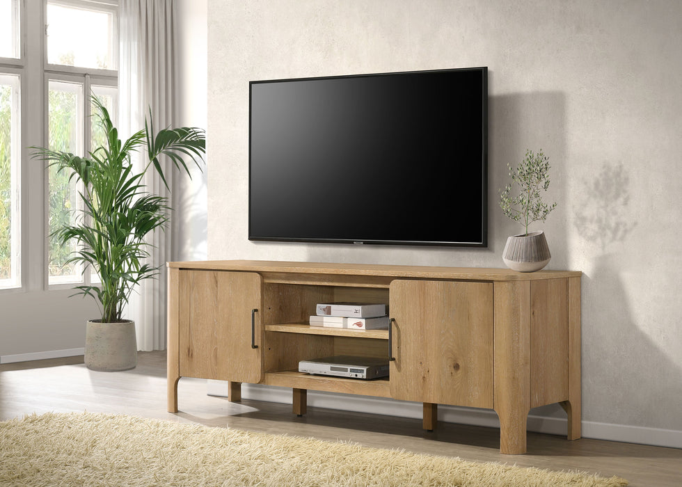 Rowe 65-inch 2-door light oak wood TV stand media console by CoasterEveryday