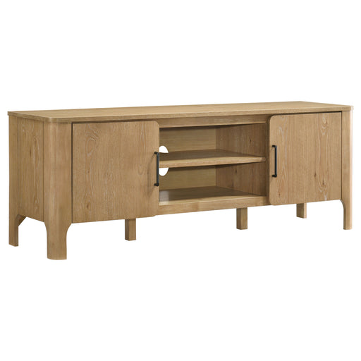 Rowe 65-inch light oak wood TV stand media console with 2 doors by CoasterEveryday