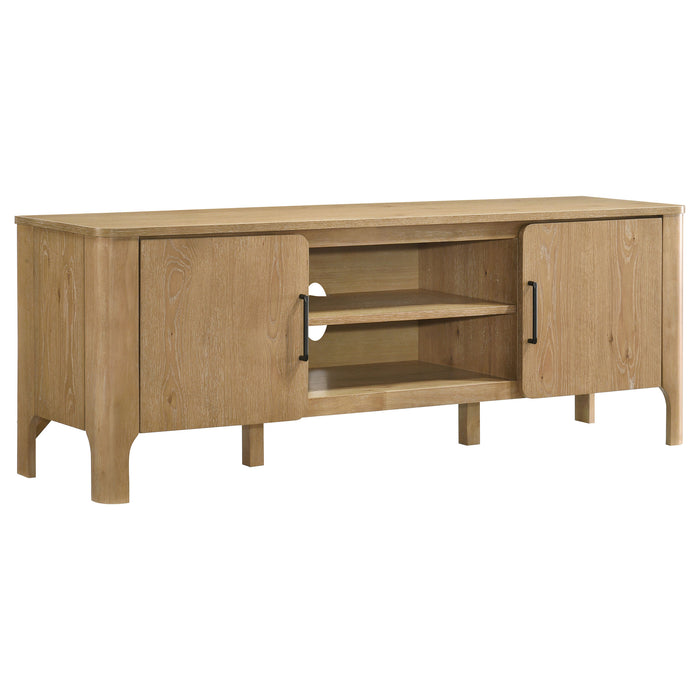 Rowe 65-inch light oak wood TV stand media console with 2 doors by CoasterEveryday