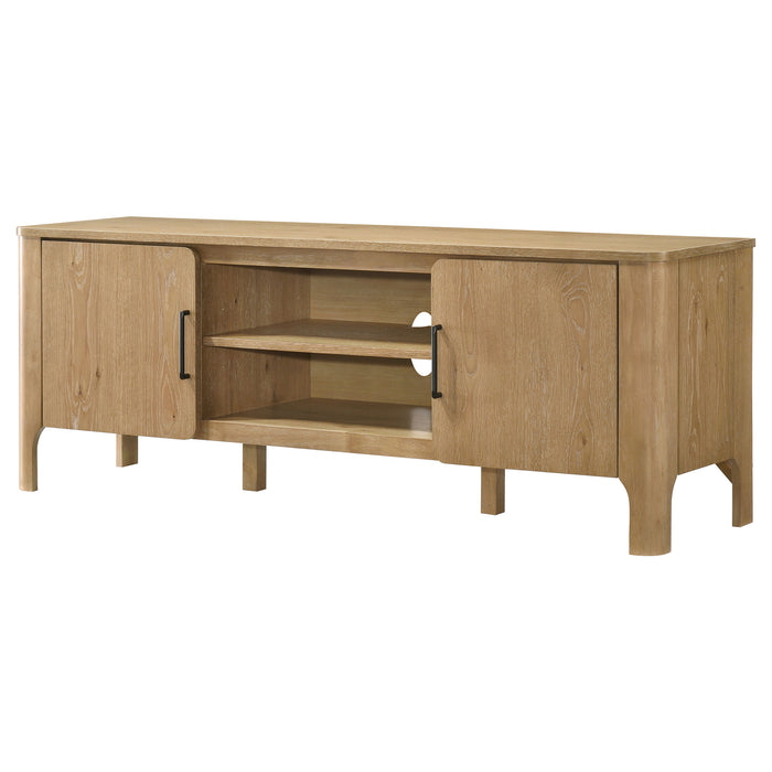 Rowe 65-inch light oak wood TV stand media console with two doors by CoasterEveryday