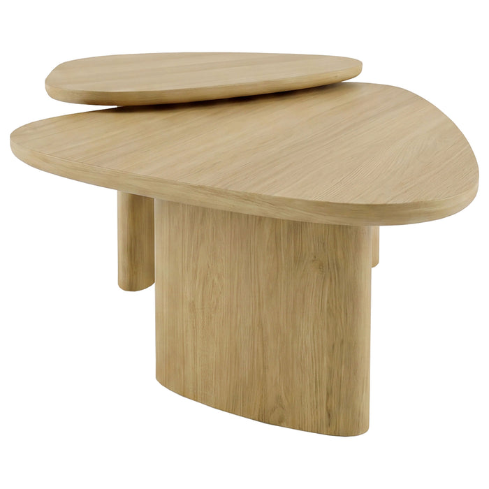 Lester 2-Piece Triangular Nesting Coffee Table Set Honey Oak