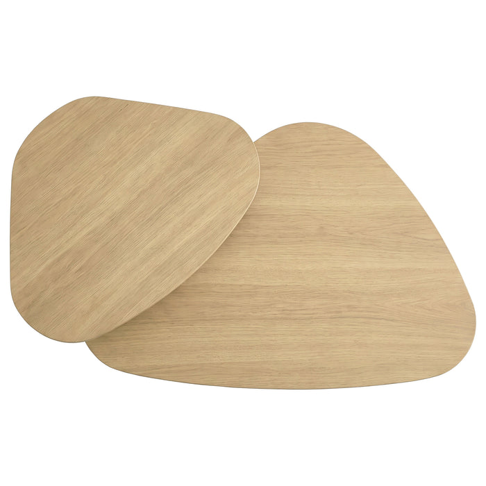 Lester 2-Piece Triangular Nesting Coffee Table Set Honey Oak