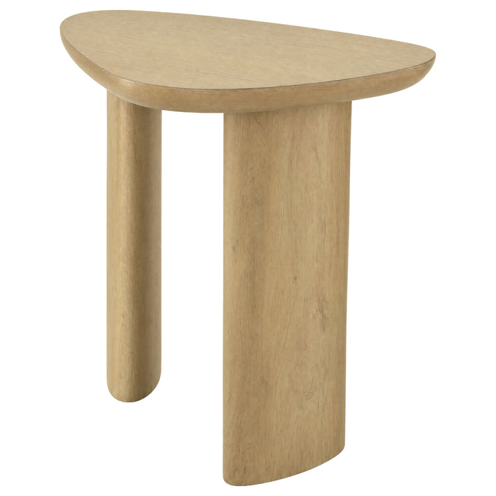 Arjona Contemporary Triangular End Table with Oak Veneer Honey Oak