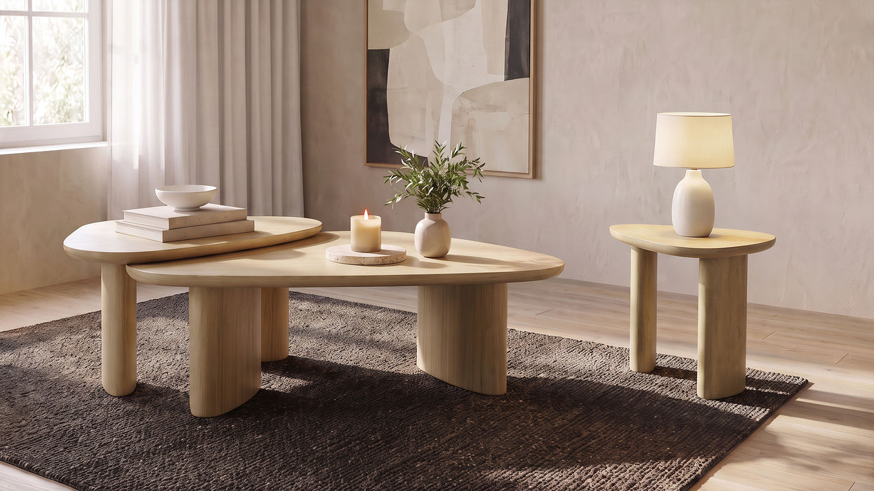 Arjona Contemporary Triangular End Table with Oak Veneer Honey Oak