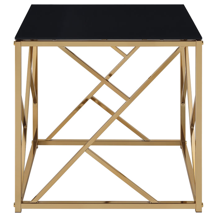 Comisso Contemporary 3-Piece Tempered Glass Coffee Table Set Gold