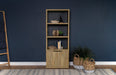 CoasterEveryday Tabby farmhouse media tower with adjustable shelf and two-door mango storage cabinet
