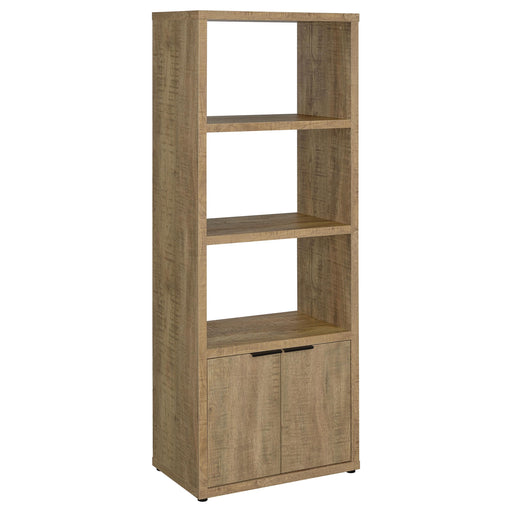 CoasterEveryday Tabby farmhouse media tower with adjustable shelf and two-door mango storage cabinet