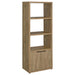 CoasterEveryday Tabby farmhouse media tower with adjustable shelf and two-door mango storage cabinet