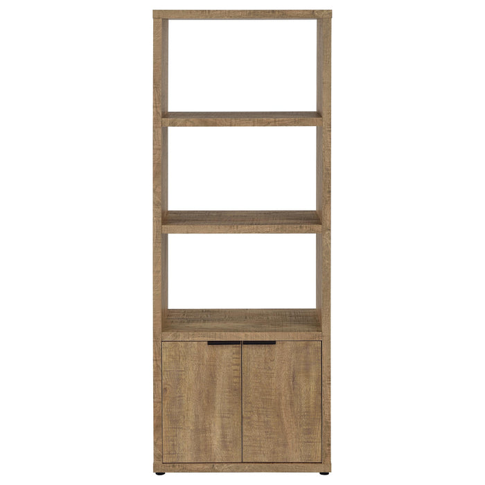 CoasterEveryday Tabby farmhouse media tower with adjustable shelf and two-door storage in mango finish
