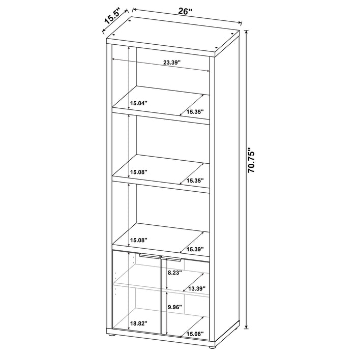 Tabby Farmhouse Media Tower with Adjustable Shelf and 2-Door Storage Mango