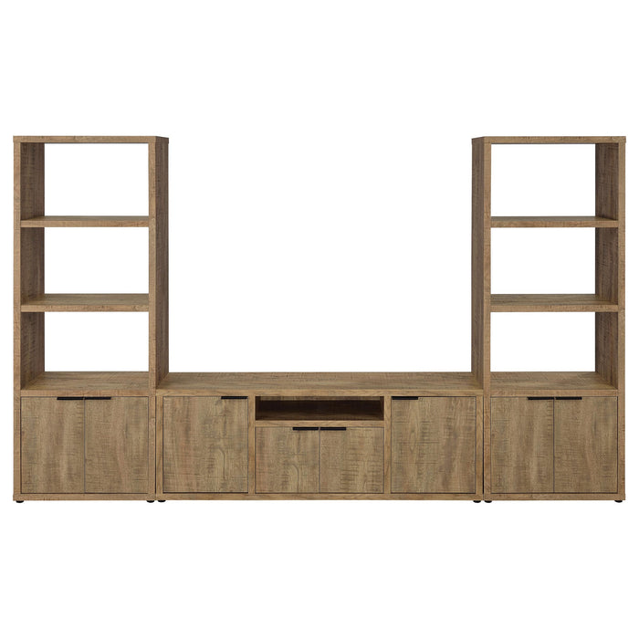 Tabby Farmhouse Media Tower with Adjustable Shelf and 2-Door Storage Mango
