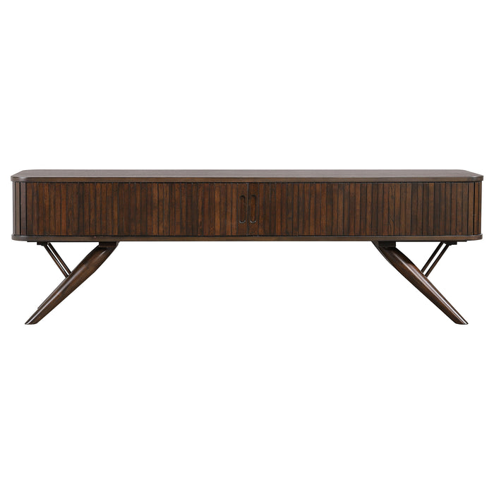 CoasterEveryday Valna Wood 71-inch TV stand in walnut with sliding doors