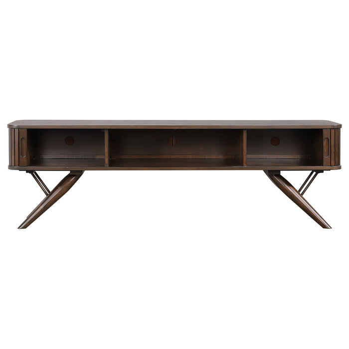 CoasterEveryday Valna Wood 71-inch walnut TV stand with sliding doors