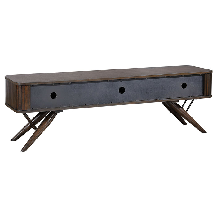 CoasterEveryday Valna Wood 71-inch TV stand in walnut with sliding doors