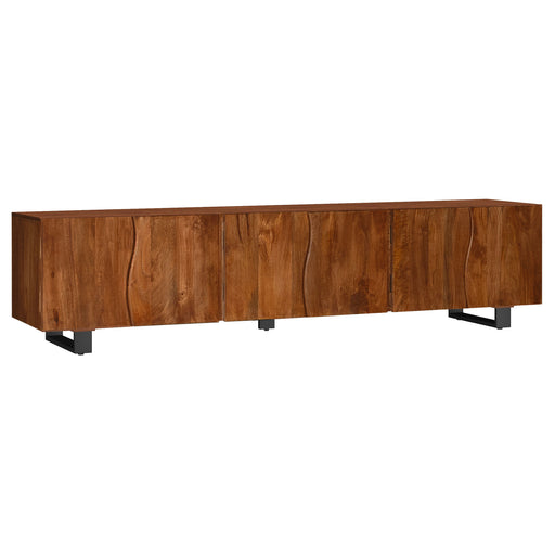 Trask 86-inch mango brown wood TV stand media console by CoasterEveryday